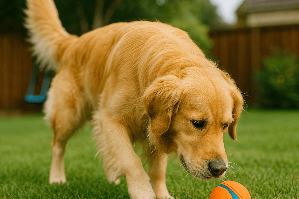 A_photograph_captures_a_Golden_Retriever_during_da