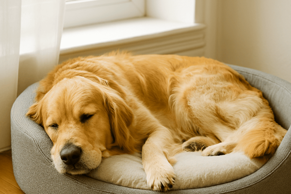 A_photograph_captures_a_Golden_Retriever_napping_i