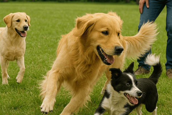 A_photograph_captures_three_dogs_playing_in_a_gras