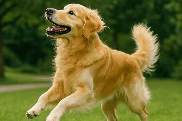 A_photograph_of_a_Golden_Retriever_captures_it_mid